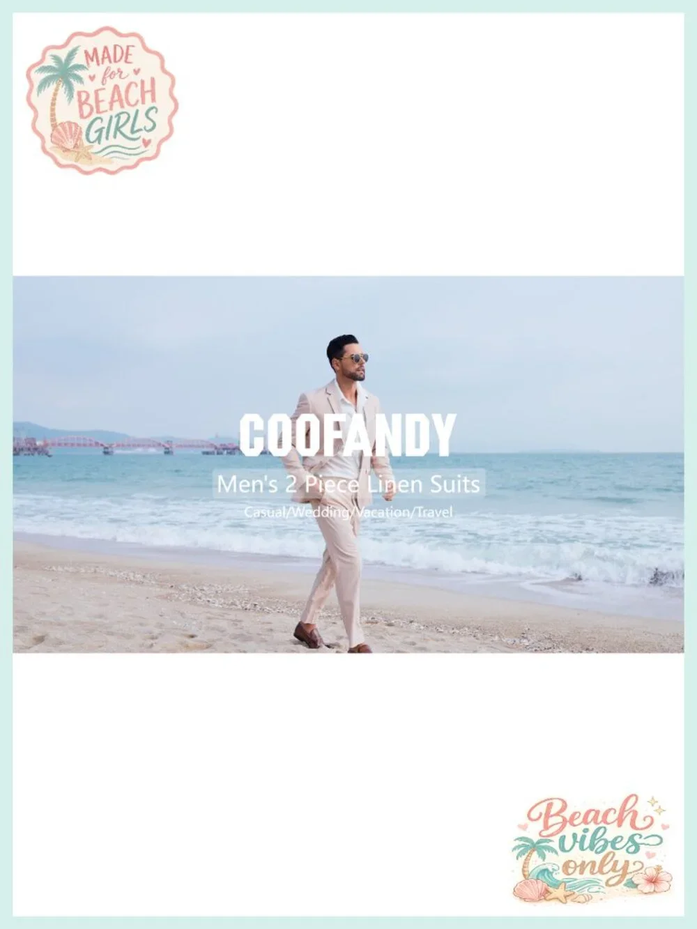 Men's 2 Piece Linen Suits Set Regular Fit Lightweight Summer Beach Wedding